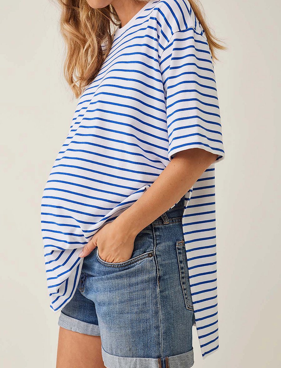 Boob - The Shirt Oversized With Slit - oberteile - stripe white/blue - 4