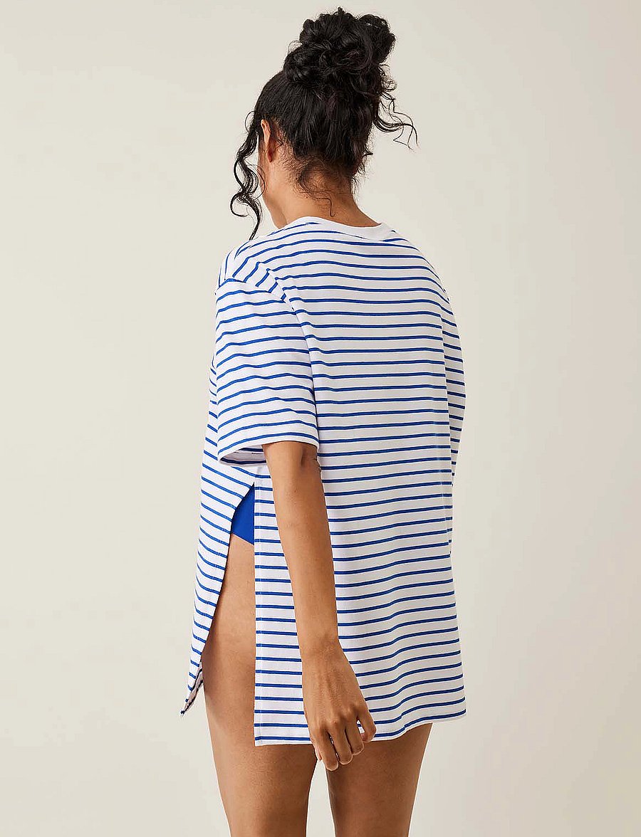 Boob - The Shirt Oversized With Slit - oberteile - stripe white/blue - 5