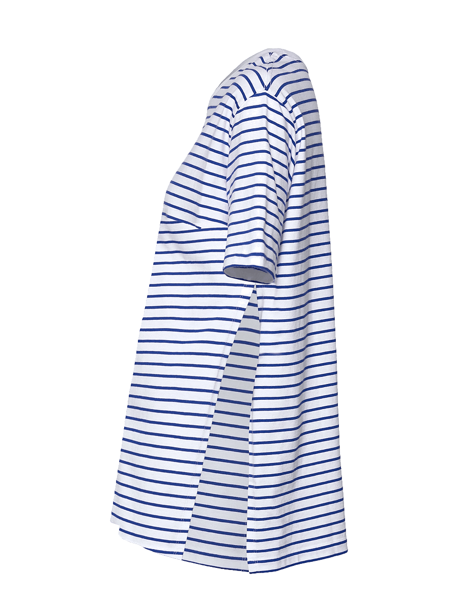 Boob - The Shirt Oversized With Slit - oberteile - stripe white/blue - 3