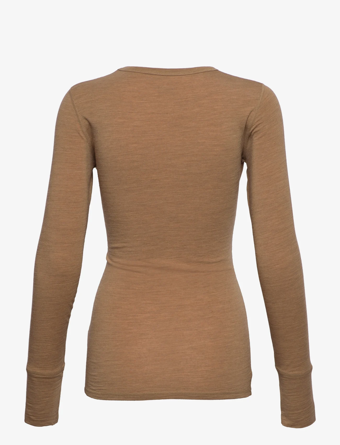 Boob - Merino wool l/s top - t-shirt & tops - brown melange - 1