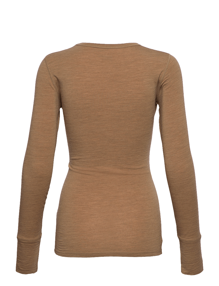 Boob - Merino Wool Nursing Top, Long Sleeve - toppar - brown melange - 2