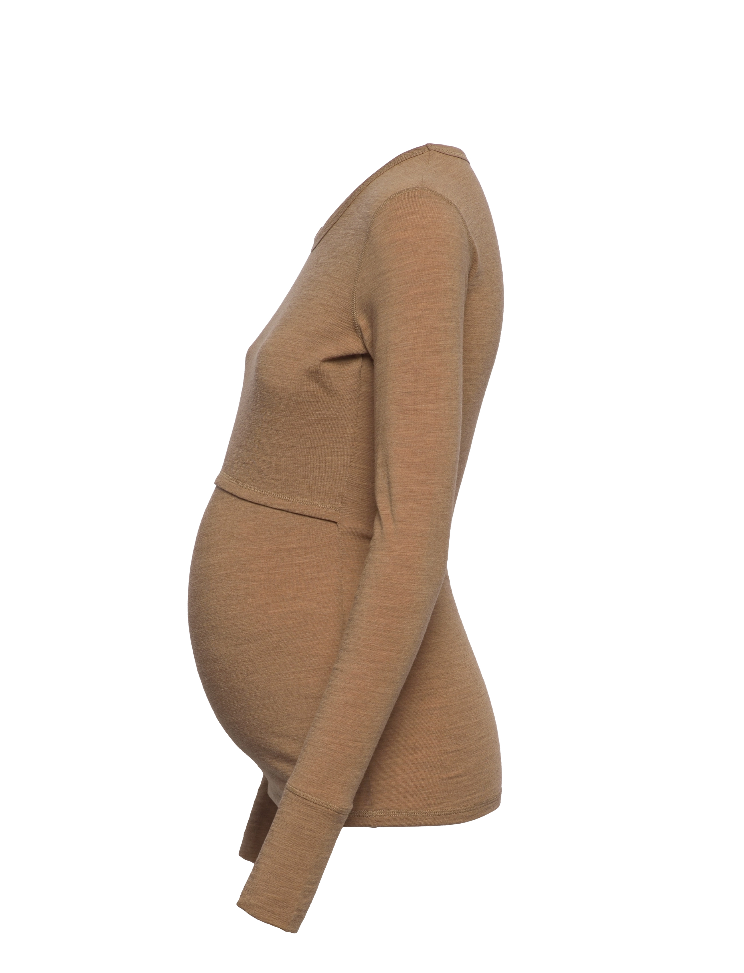 Boob - Merino Wool Nursing Top, Long Sleeve - toppar - brown melange - 3