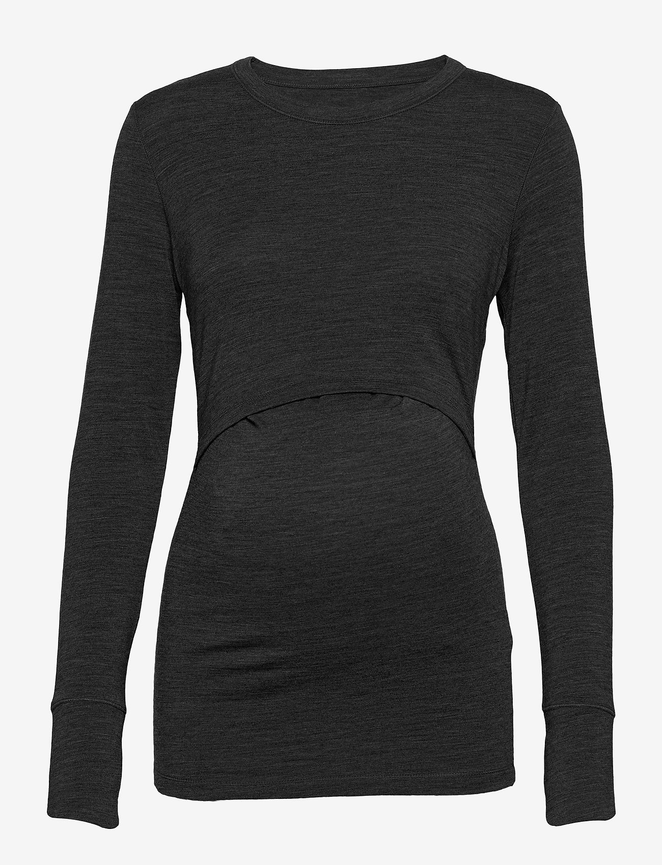 Boob - Merino Wool Nursing Top, Long Sleeve - toppar - dk greymelange - 1
