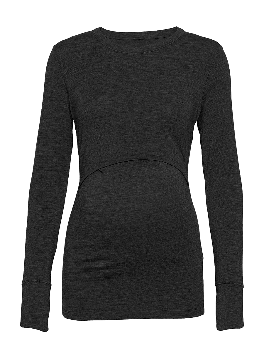 Boob - Merino wool l/s top - oberteile - dk greymelange - 1