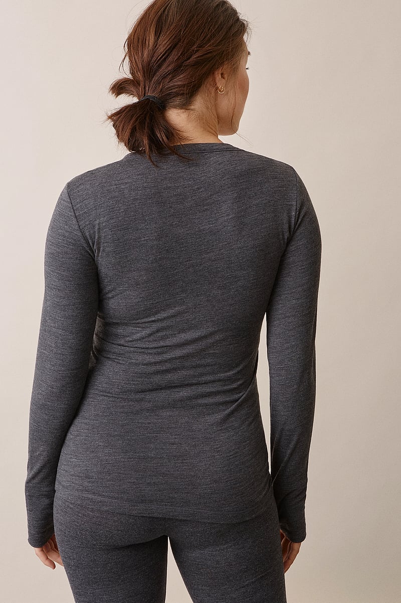 Boob - Merino Wool Nursing Top, Long Sleeve - toppar - dk greymelange - 5