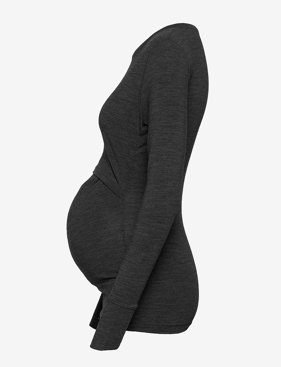 Boob - Merino Wool Nursing Top, Long Sleeve - alussärgid - dk greymelange - 3