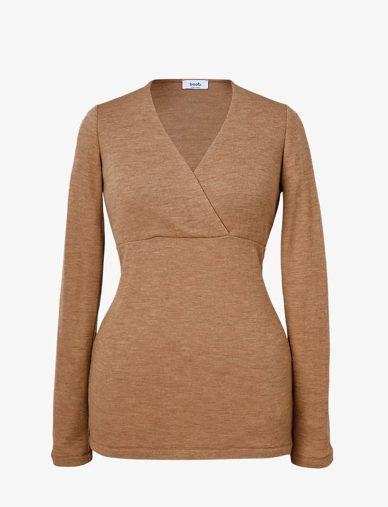 Boob - Merino Wool Ribbed Top - schwangerschaftsprodukte - brown melange - 1