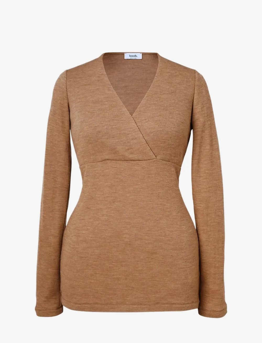 Boob - Merino Wool Ribbed Top - yläosat - brown melange - 1