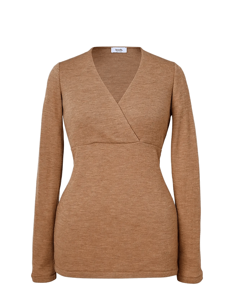 Boob - Merino Wool Ribbed Top - raskausajan tarvikkeet - brown melange - 1