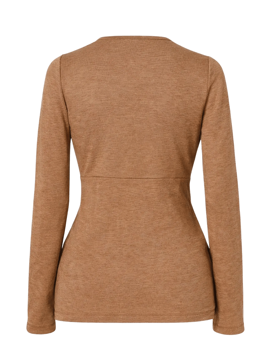 Boob - Merino Wool Ribbed Top - raskausajan tarvikkeet - brown melange - 3