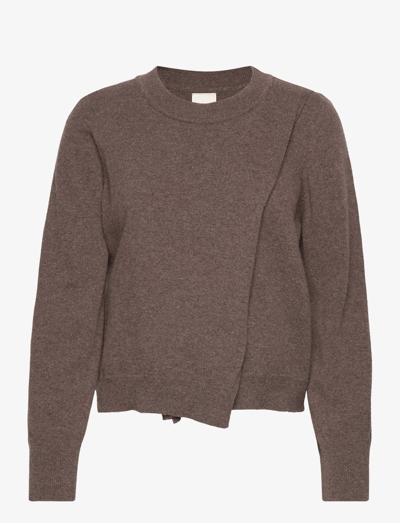 Boob - Wool crewneck sweater - megzti drabužiai - brown grey melange - 0
