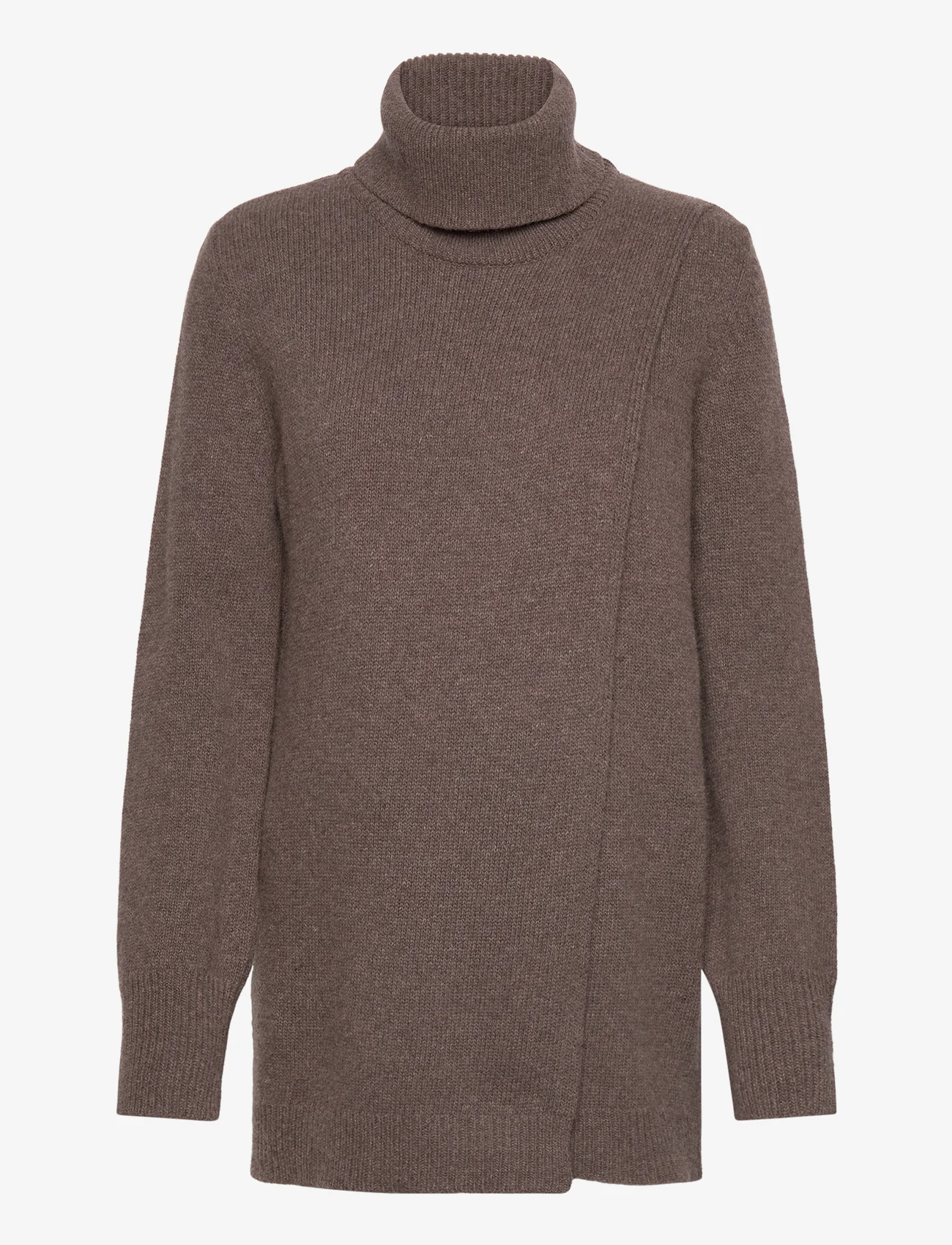 Boob - Wool turtleneck tunic - megzti drabužiai - brown grey melange - 0