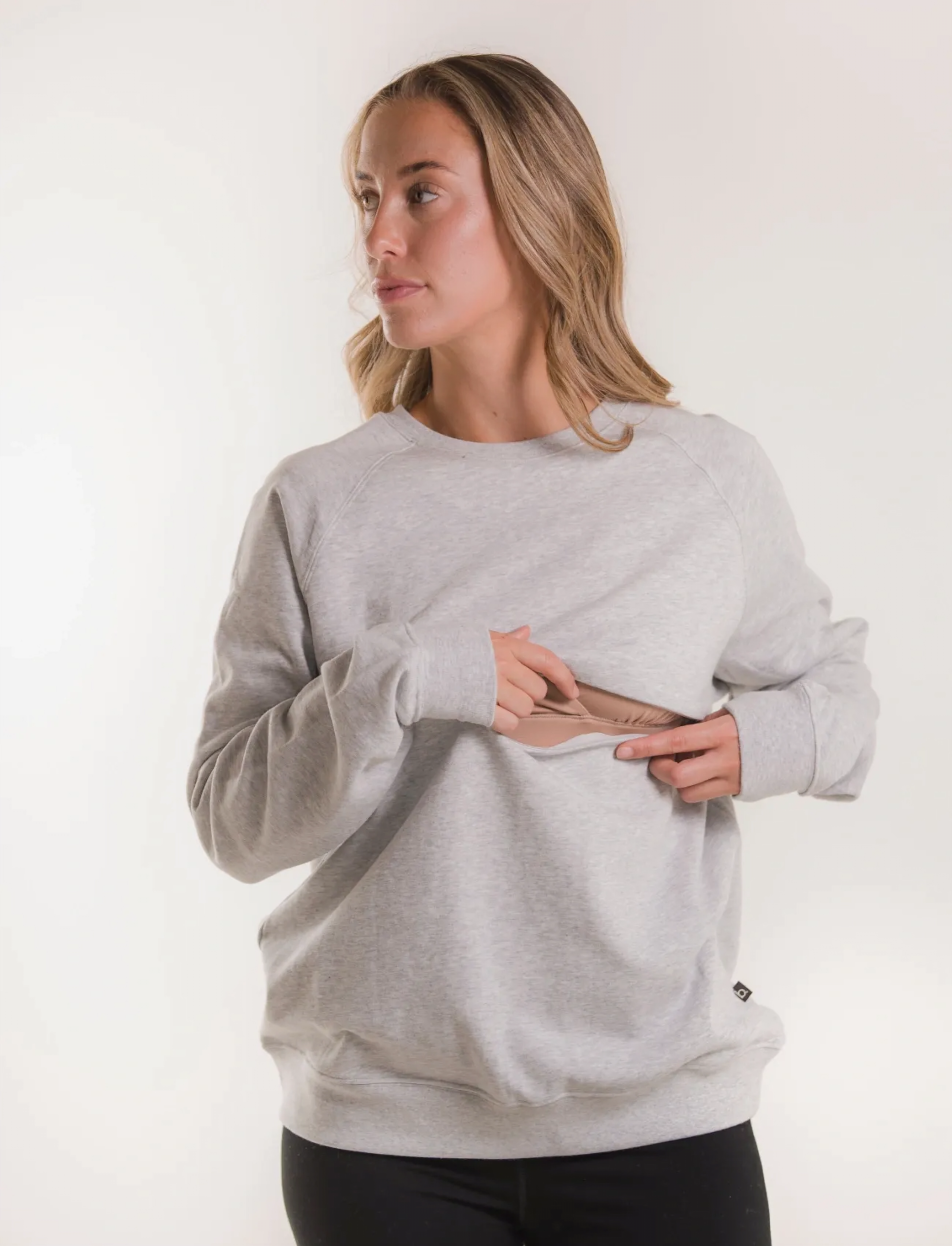 Boob - Thermal Nursing Sweatshirt - tops - grey melange - 3