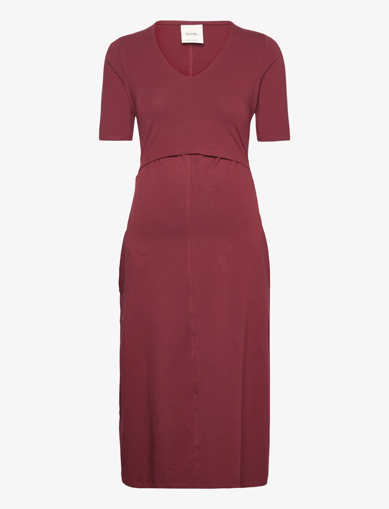 Boob - A dress mid-sleeve - midi dresses - port red - 0