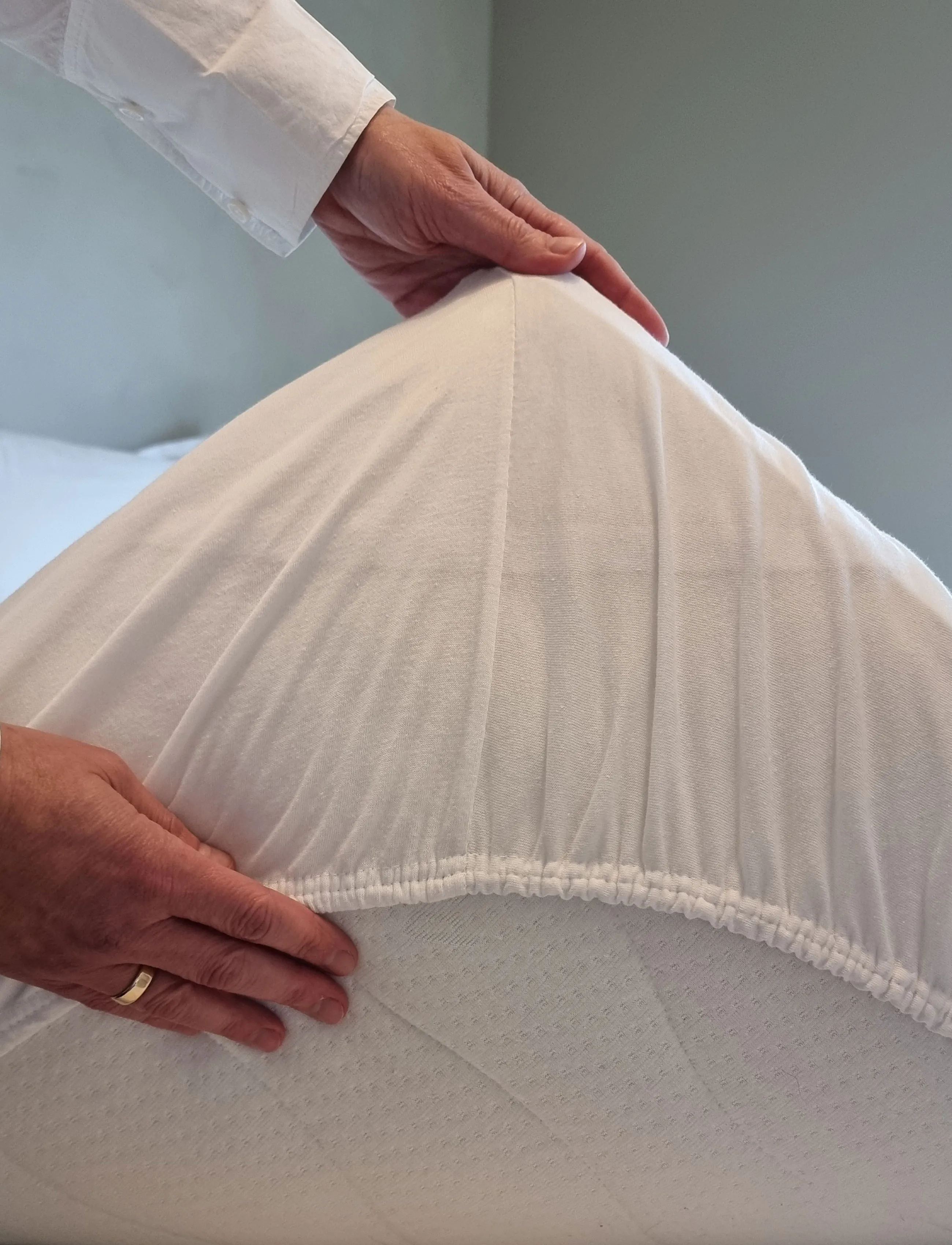Borås Cotton Excellent Jersey Envelope Sheet, 180-200X200/210-220X25 cm, White, Sheets > Fitted Bed Sheets, Unisex