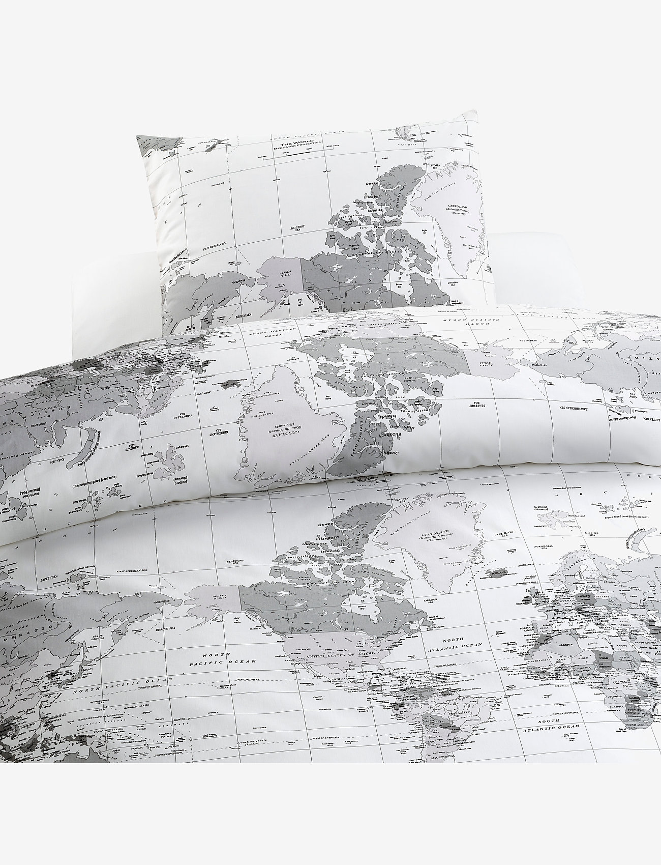Borganäs of Sweden - Duvet cover set Big World Grey - lakanasetit - grey - 1