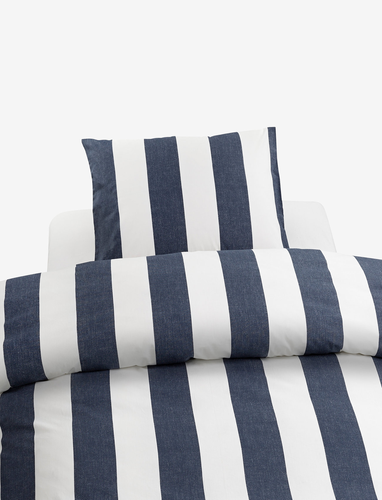 Borganäs of Sweden - 2-Dels Set Block Stripe Blå - bed sets - navy - 0