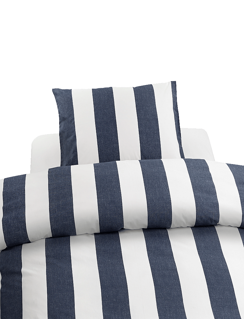 Borganäs of Sweden - 2-Dels Set Block Stripe Blå - bed sets - navy - 0