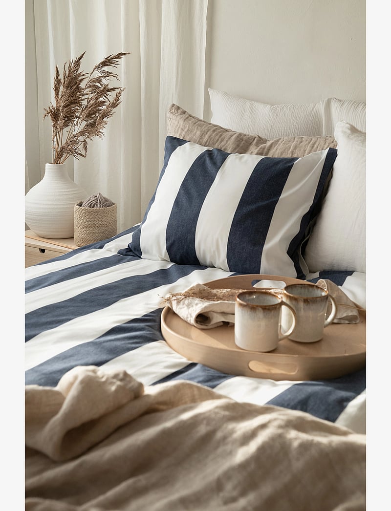 Borganäs of Sweden - 2-Dels Set Block Stripe Blå - bed sets - navy - 3