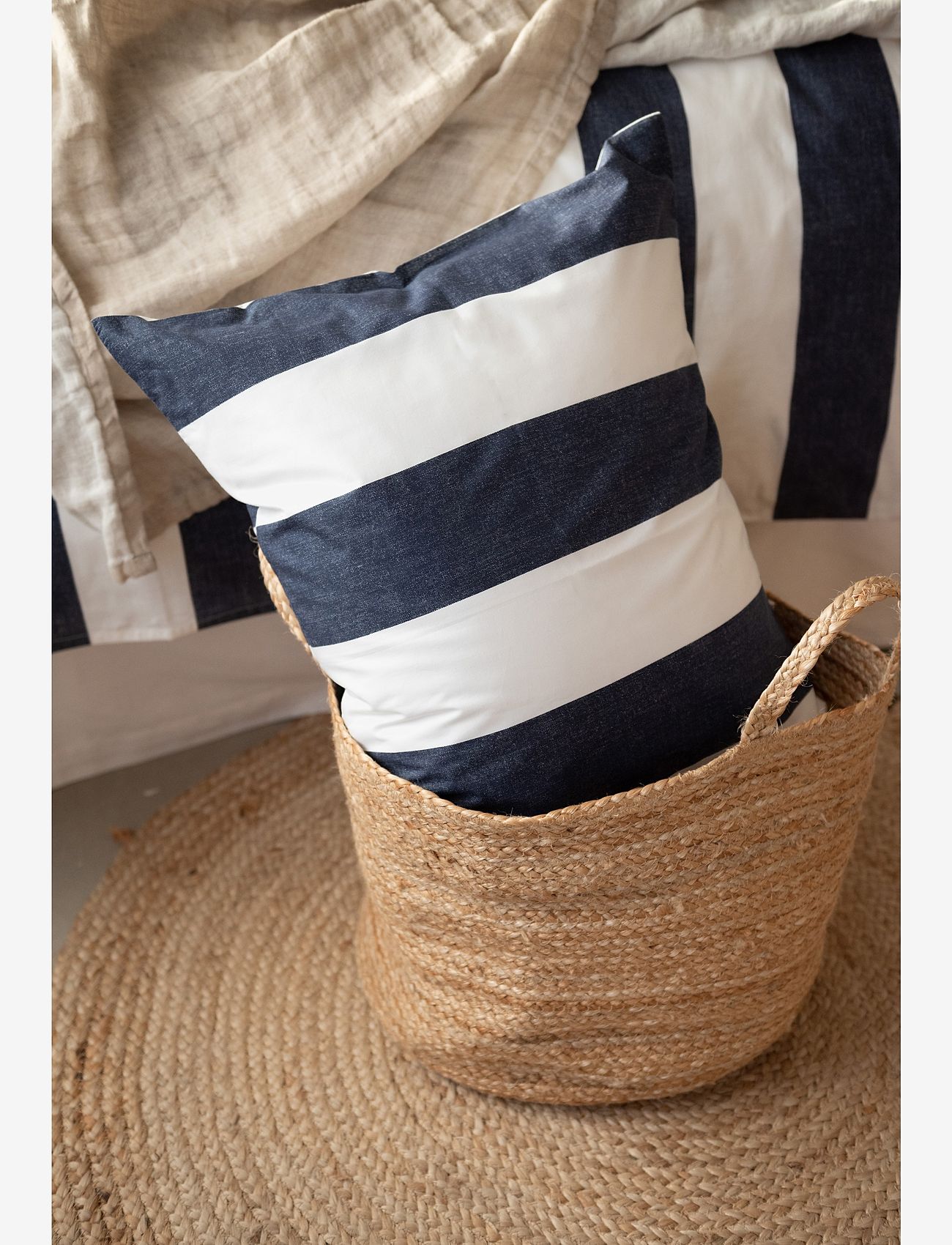 Borganäs of Sweden - 2-Dels Set Block Stripe Blå - bed sets - navy - 4