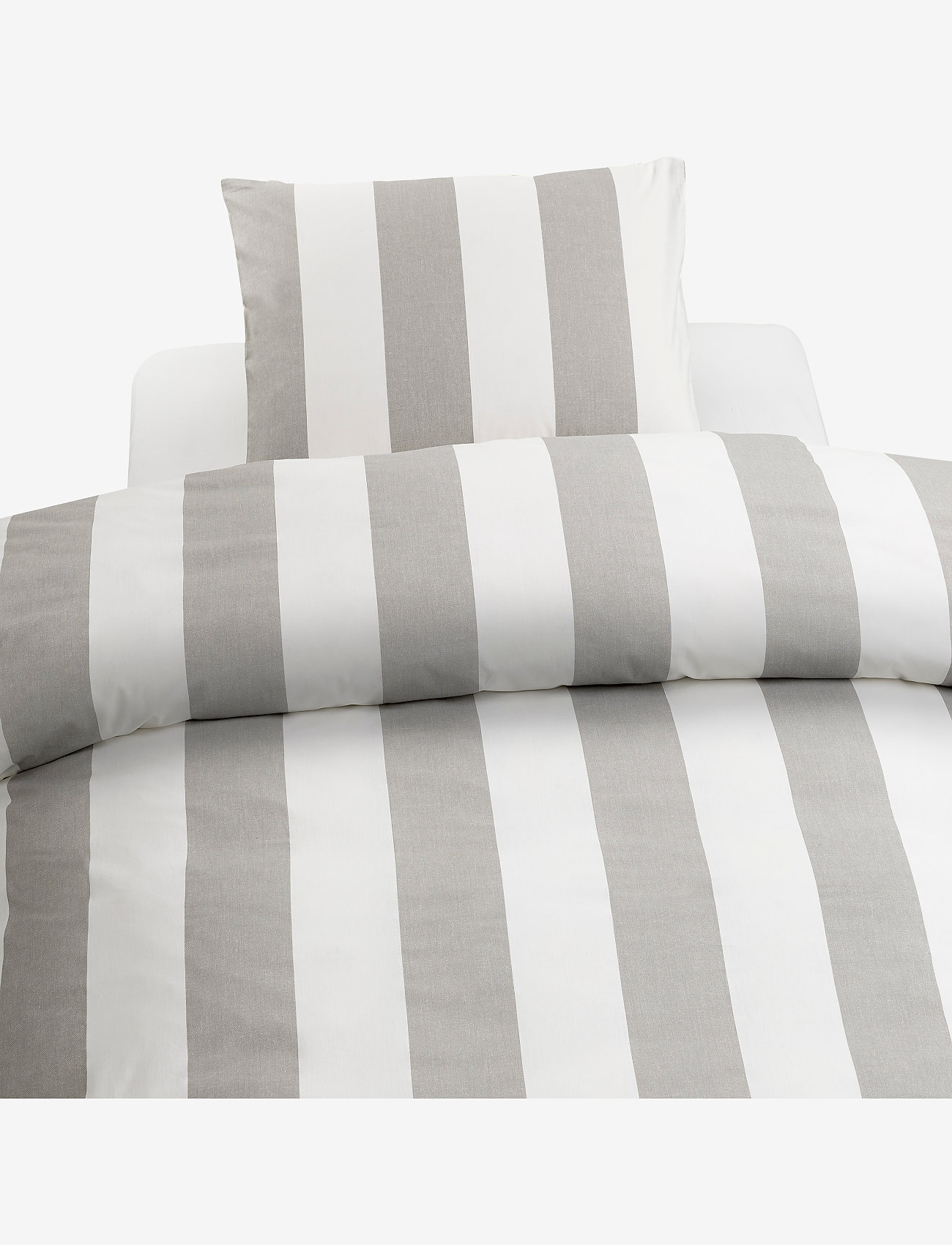 Borganäs of Sweden - Duvet cover set Block Stripe Grey - bed sets - grey - 0