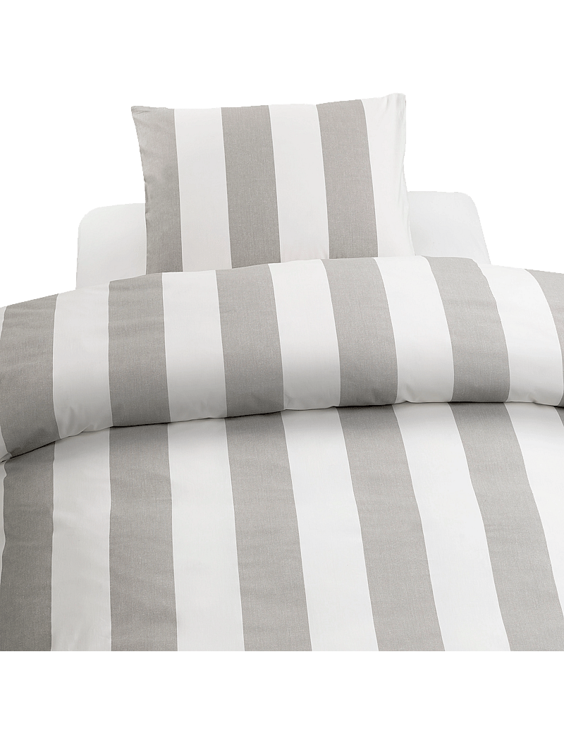 Borganäs of Sweden - Duvet cover set Block Stripe Grey - bed sets - grey - 0