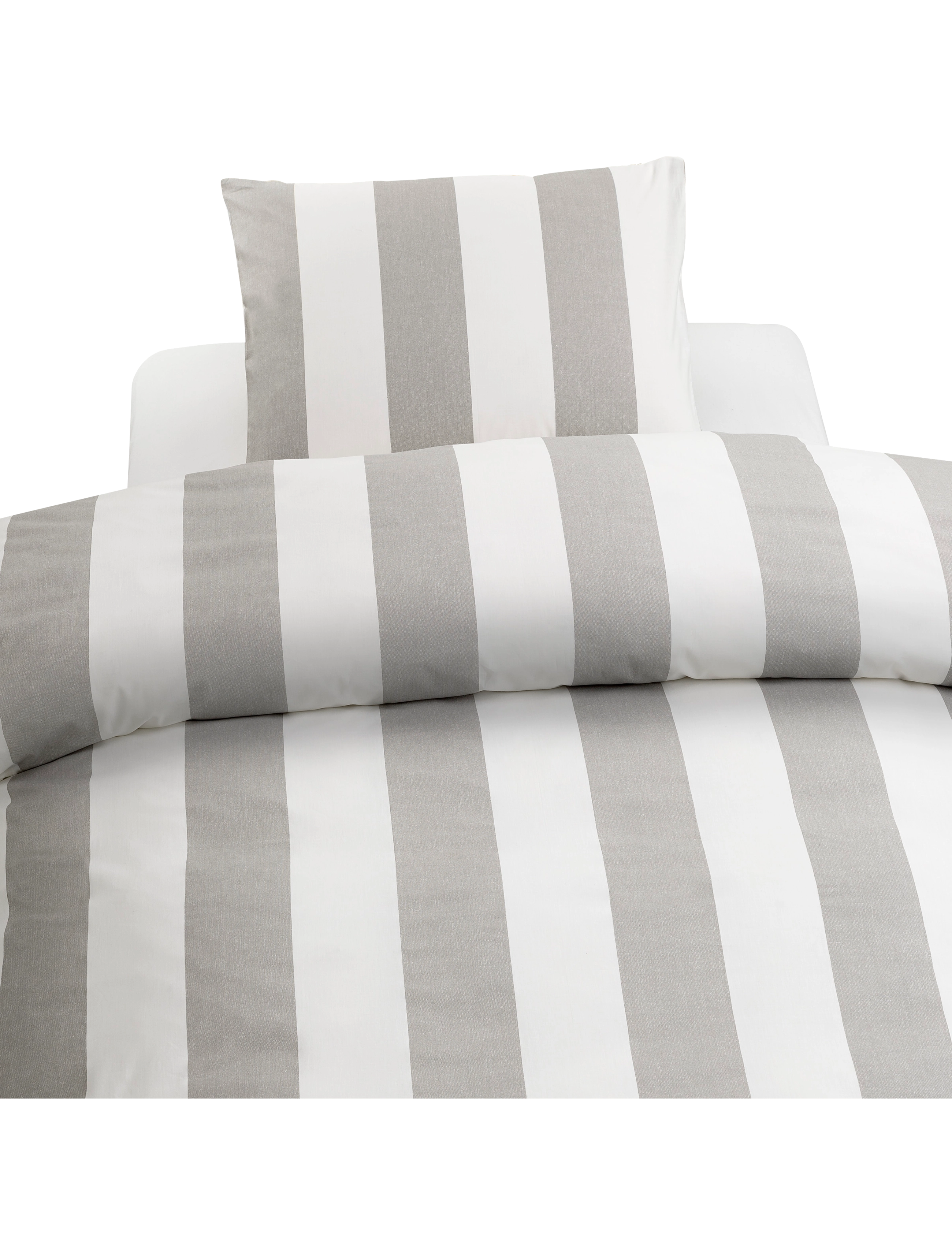 Borganäs of Sweden - Duvet cover set Block Stripe Grey - bedsets - grey - 0