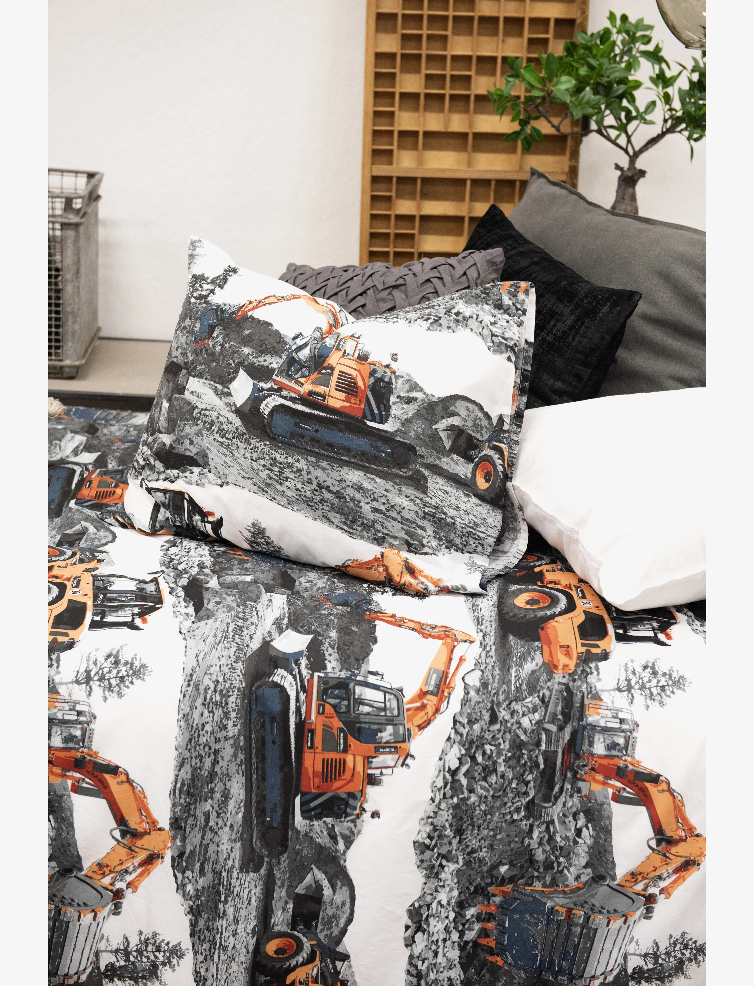 Borganäs of Sweden - 2-Dels Set Maskiner Orange - bedsets - orange - 2