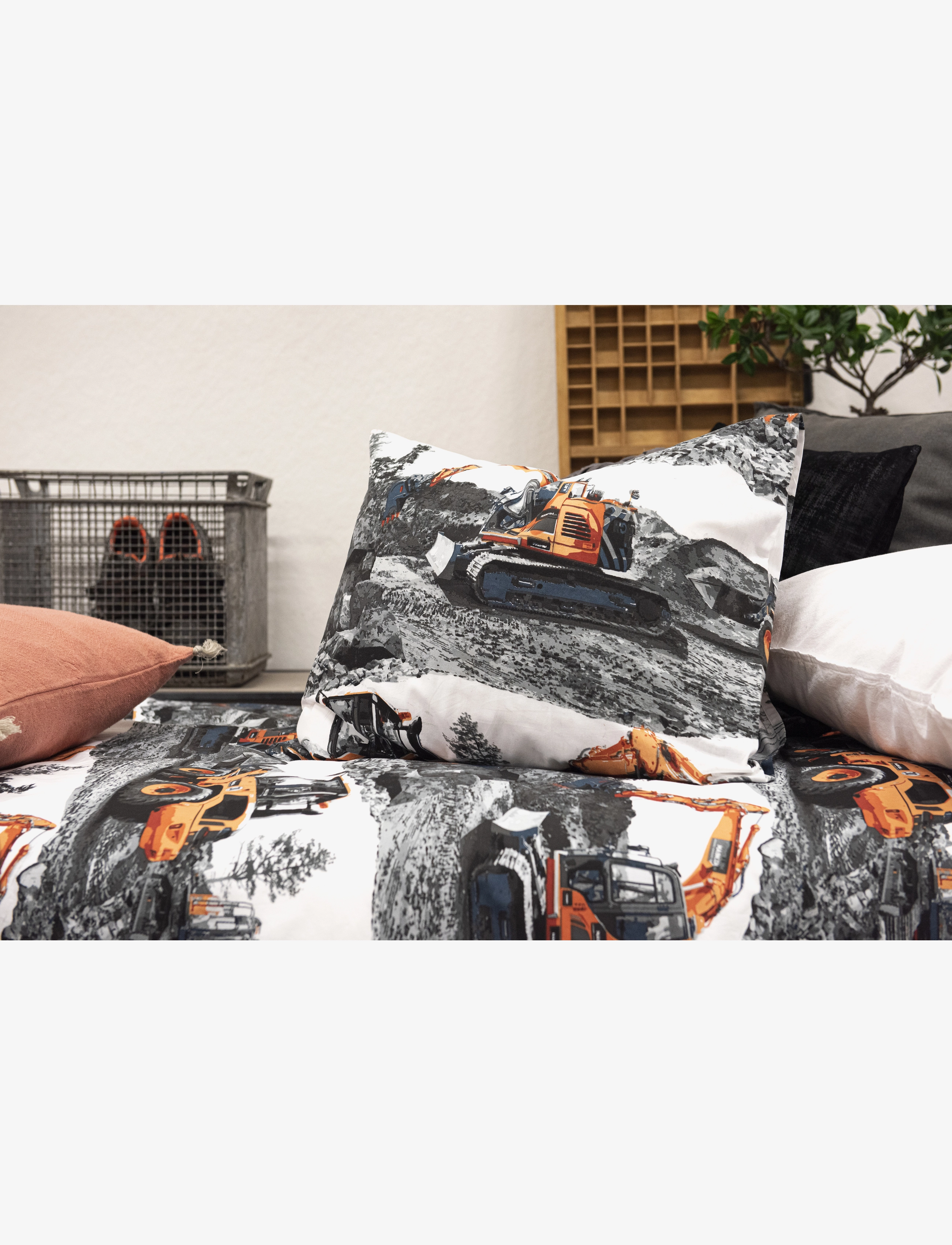 Borganäs of Sweden - 2-Dels Set Maskiner Orange - bedsets - orange - 3