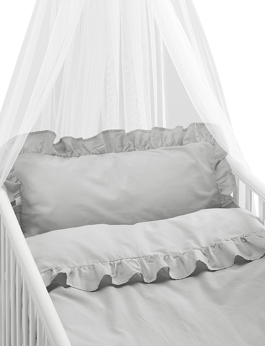 Borganäs of Sweden - 2-Dels Set Volang Grå Spjälsäng - bed sets - grey - 0