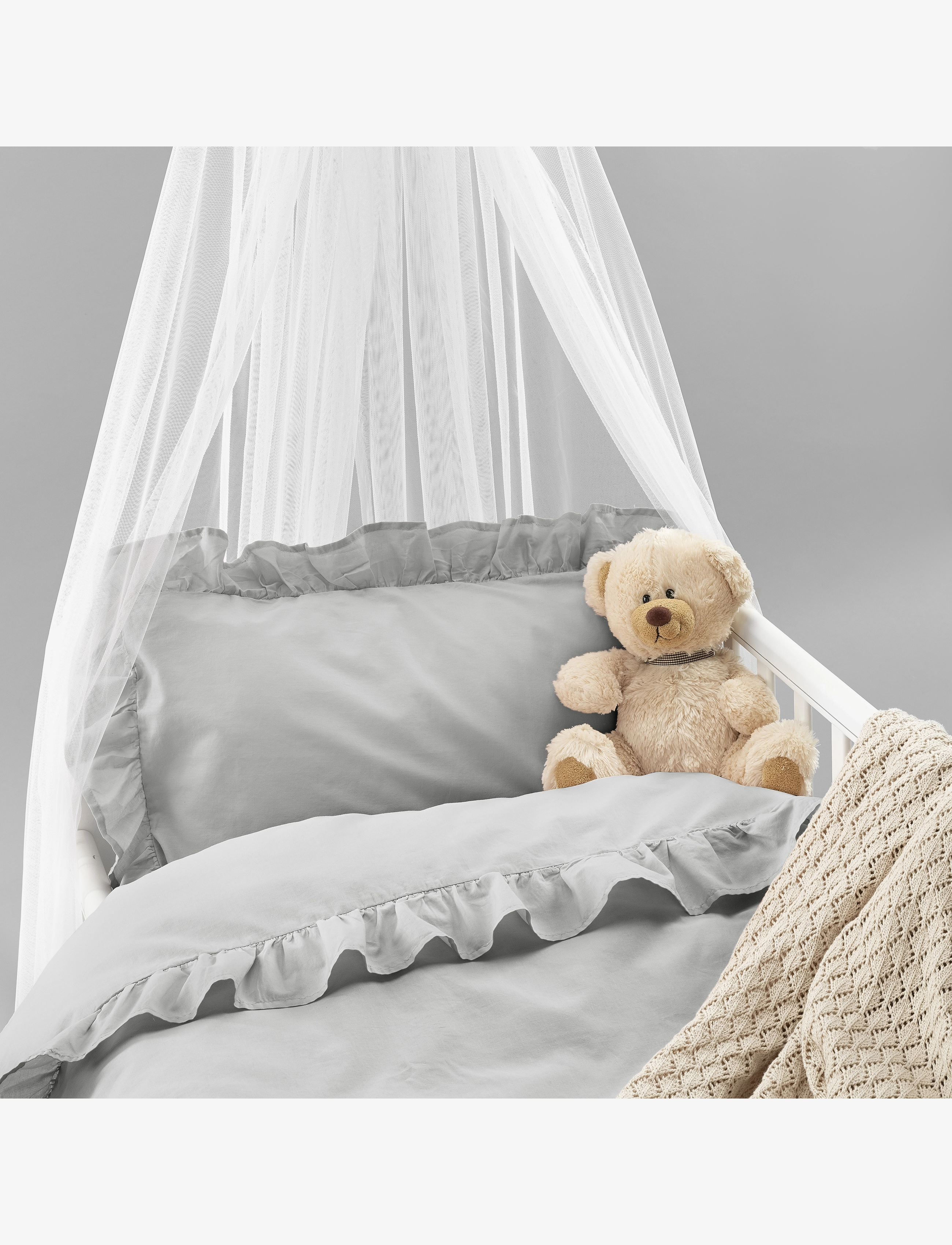 Borganäs of Sweden - 2-Dels Set Volang Grå Spjälsäng - bed sets - grey - 1