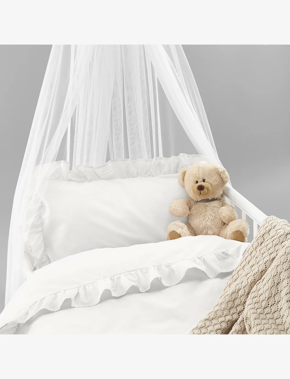 Borganäs of Sweden - 2-Dels Set Volang Vit Spjälsäng - påslakanset - white - 1