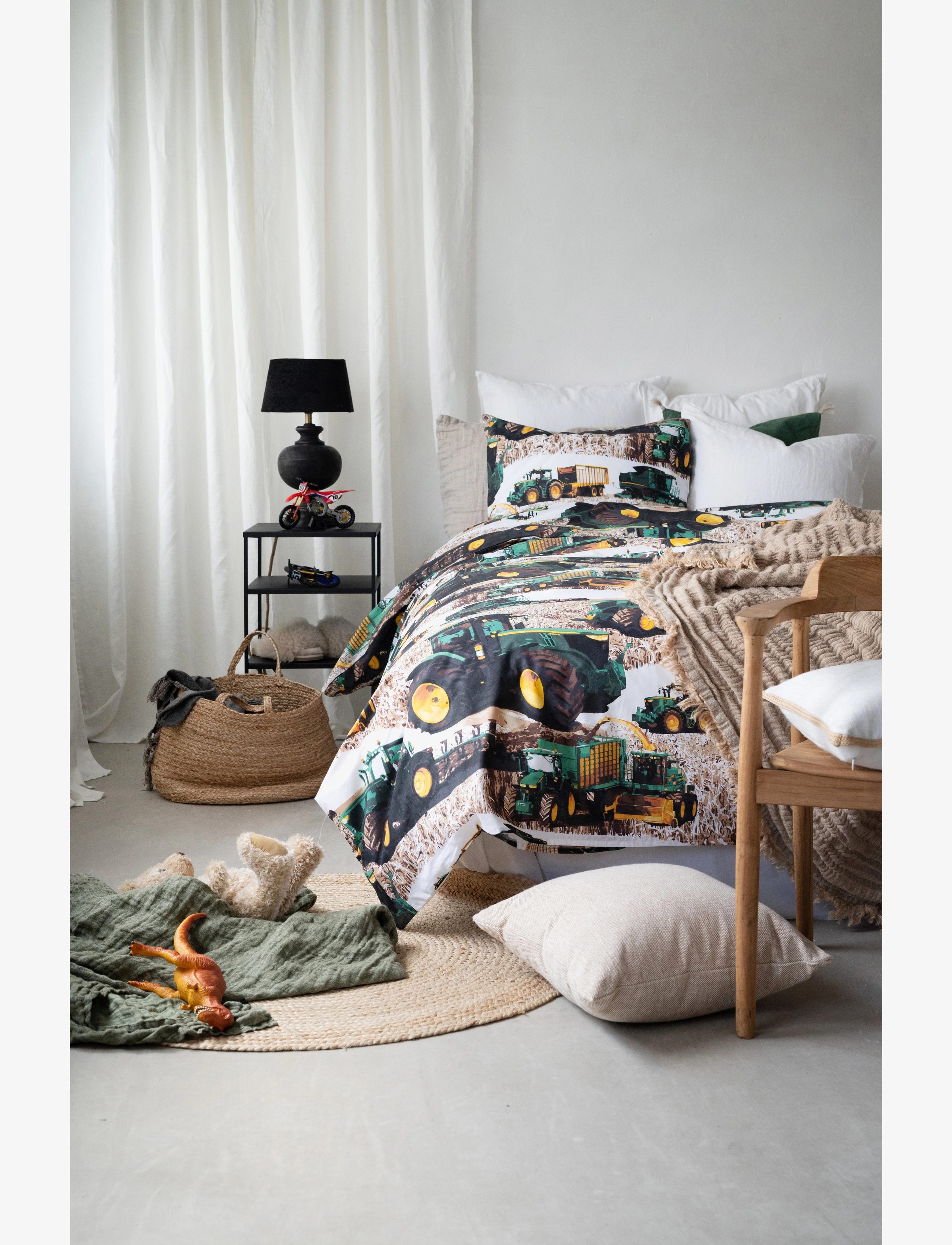 Borganäs of Sweden - 2-Dels Set Skördetröska Grön - bed sets - green - 1