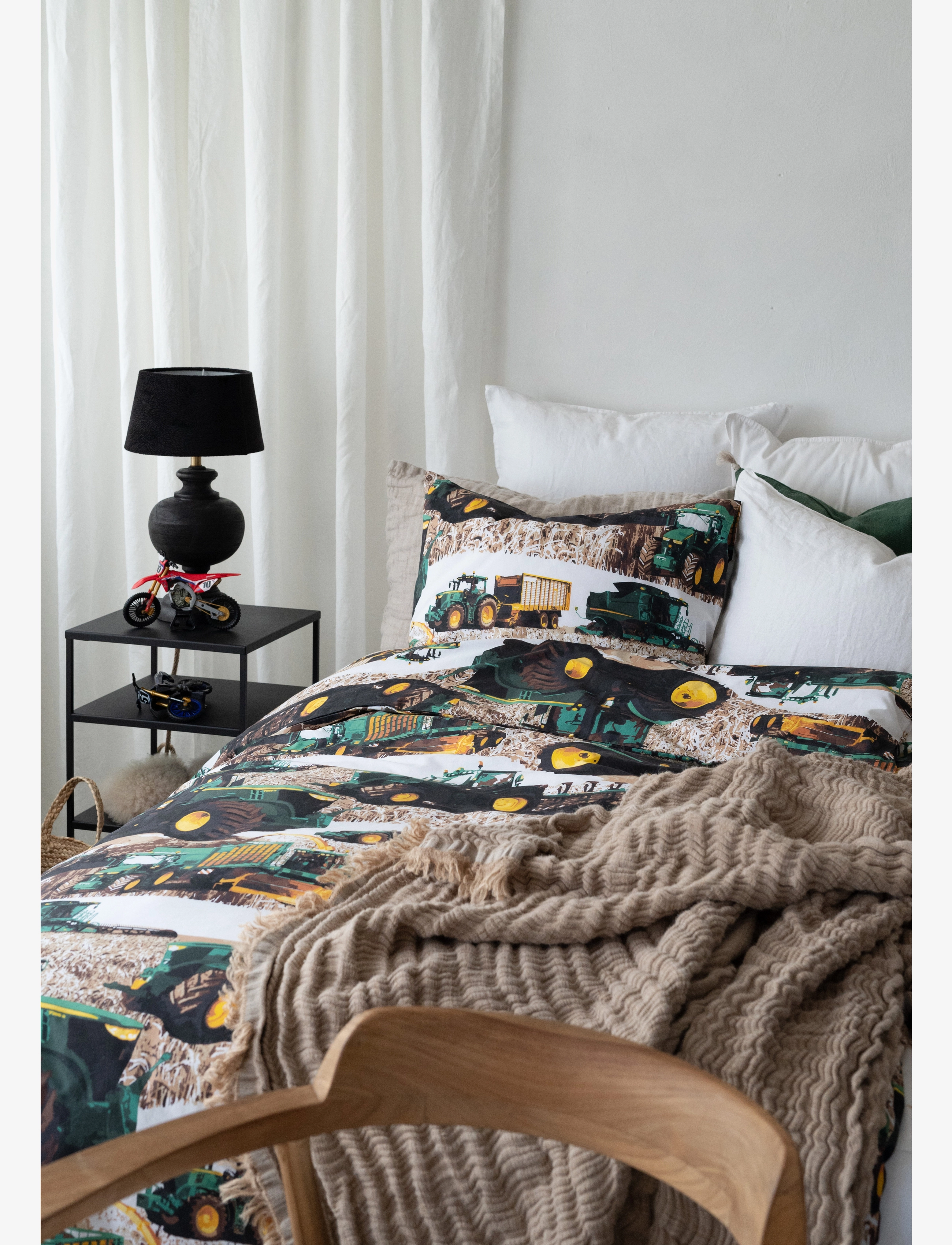 Borganäs of Sweden - 2-Dels Set Skördetröska Grön - bed sets - green - 3
