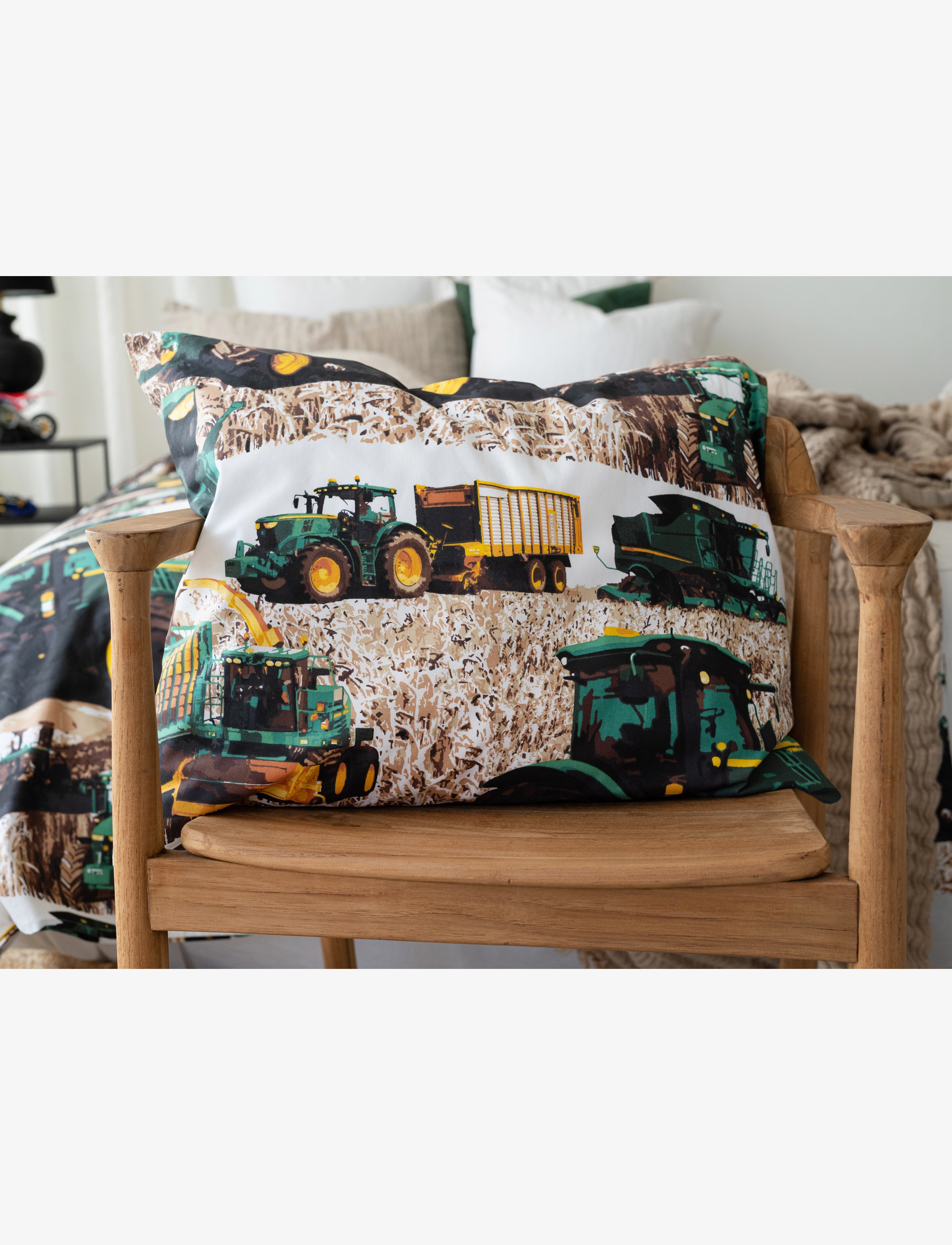 Borganäs of Sweden - 2-Dels Set Skördetröska Grön - bed sets - green - 4