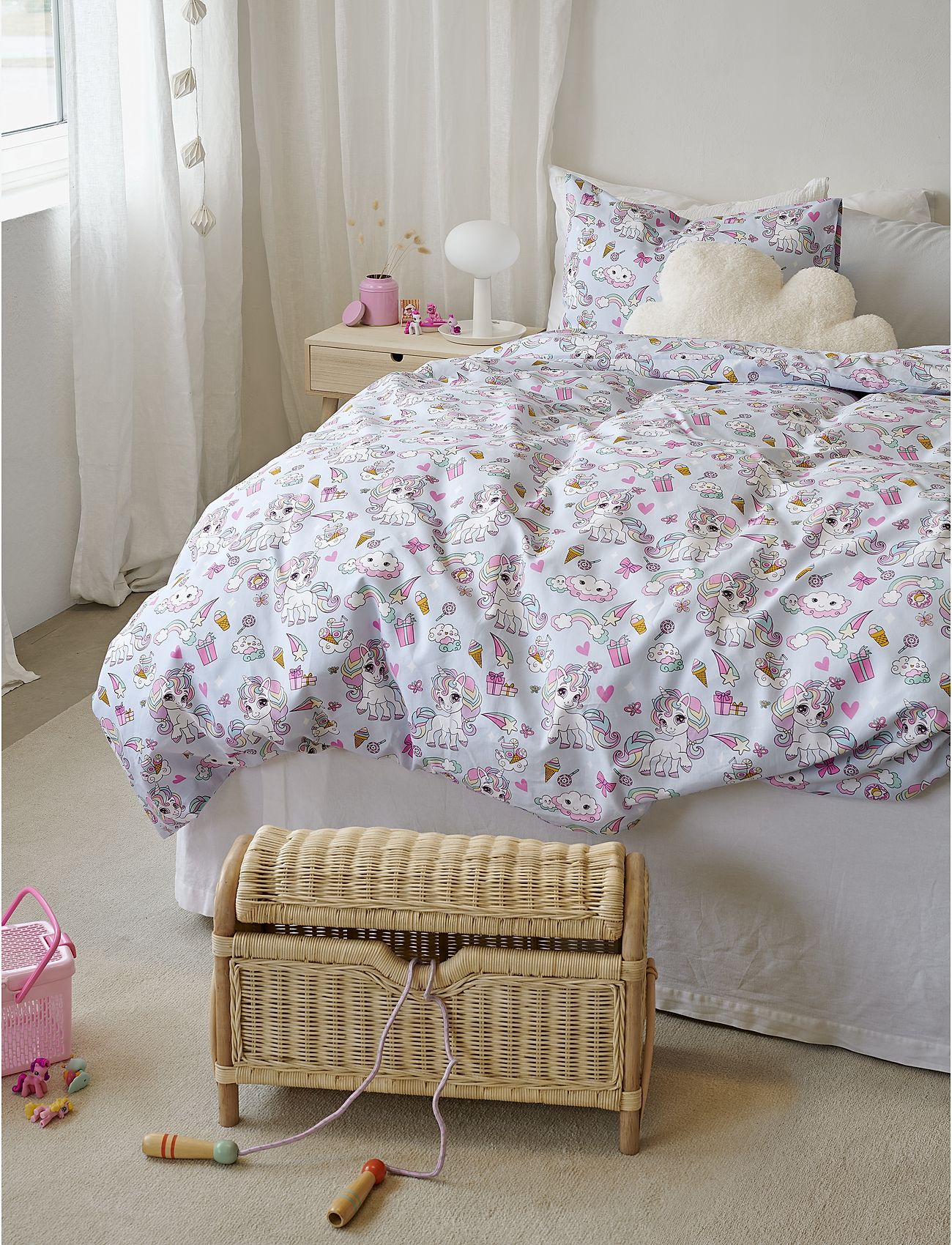 Borganäs of Sweden - Duvet cover set Unicorn Rosa - blue - 1