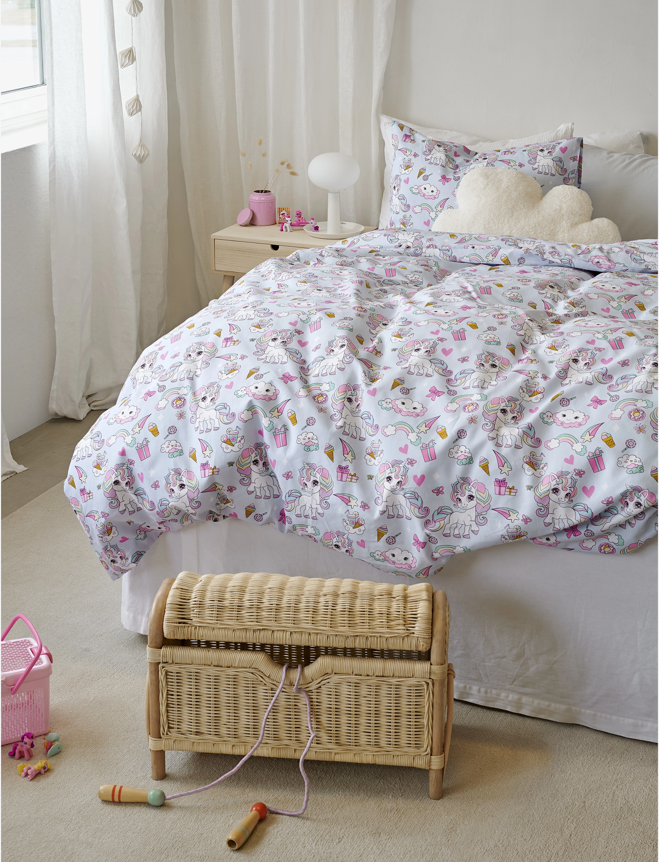 Borganäs of Sweden - Duvet cover set Unicorn Rosa - blue - 1