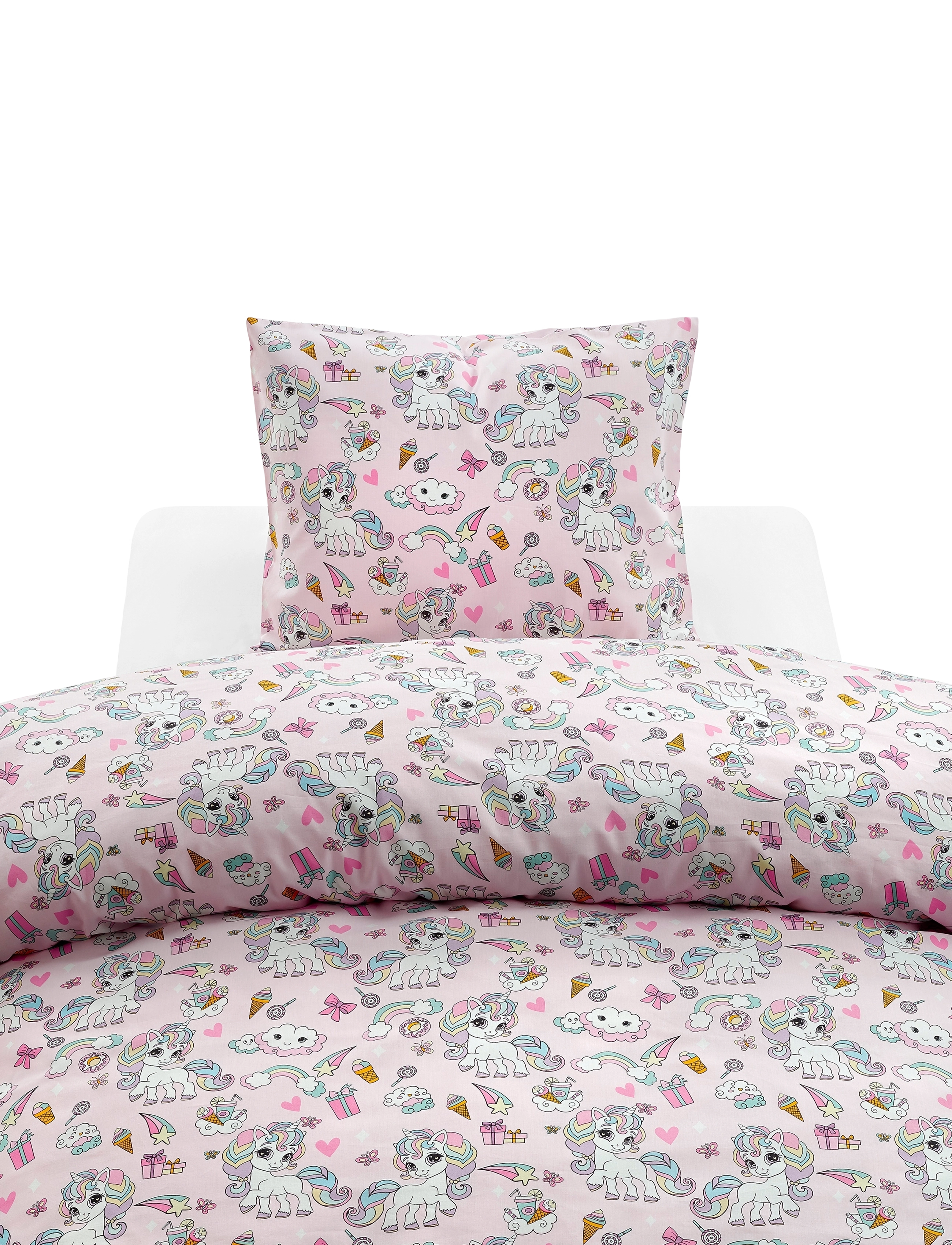 Borganäs of Sweden Duvet cover set Unicorn Rosa - Vuodevaatteet - PINK / pink/rose