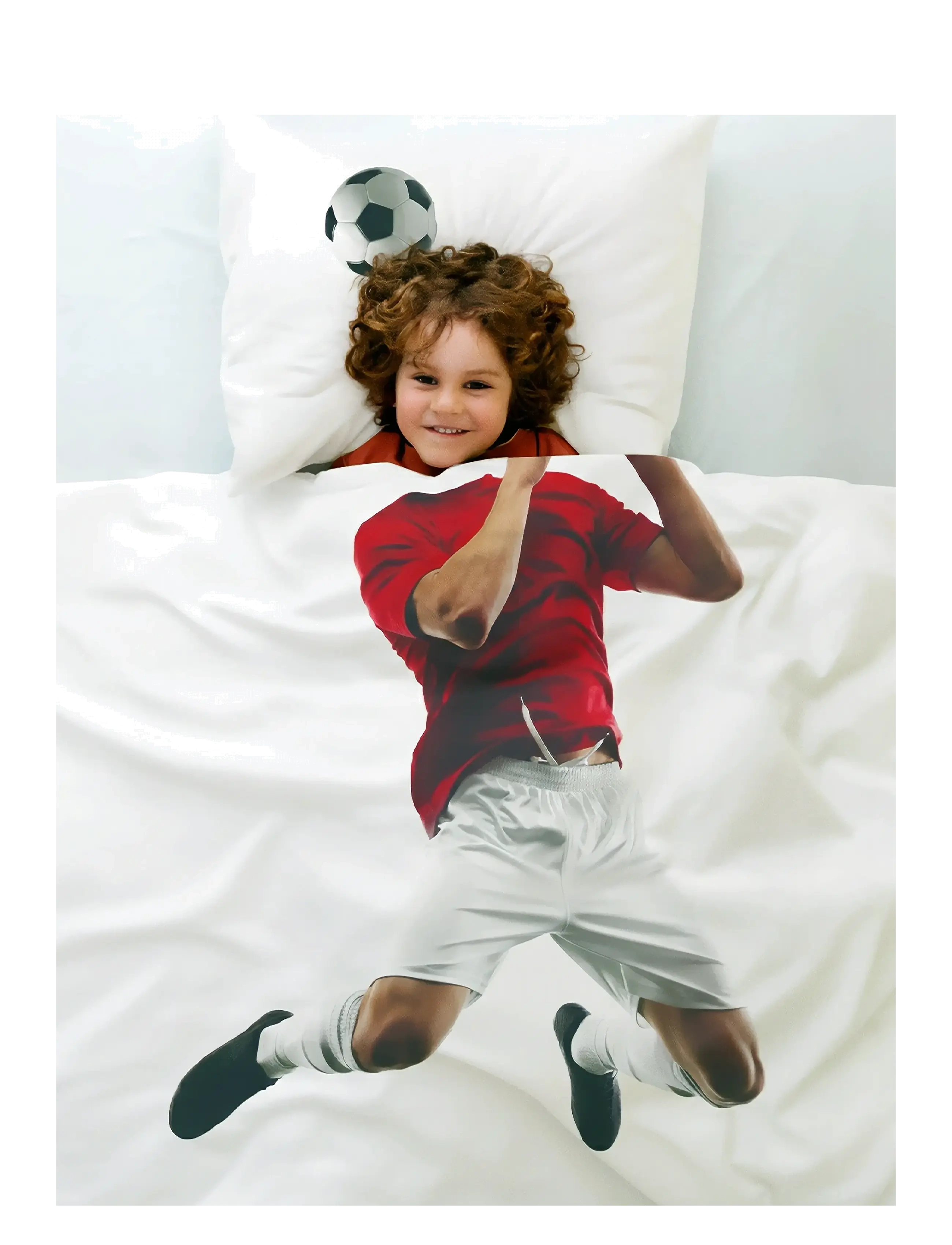 Borganäs of Sweden Duvet Cover Set Football Player Multi, Bed Sæt, Hvid, Str: 1ST 150X210CM