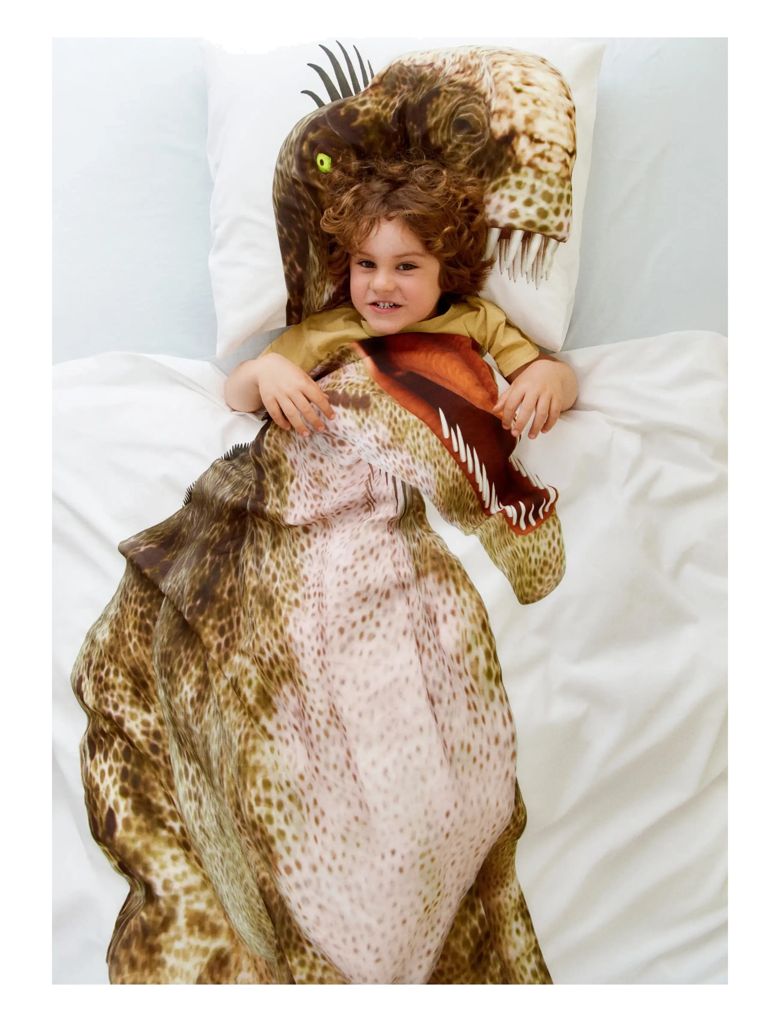 Borganäs of Sweden Duvet Cover Set T-Rex Multi, Bed Sæt, Hvid, Str: 1ST 150X210CM