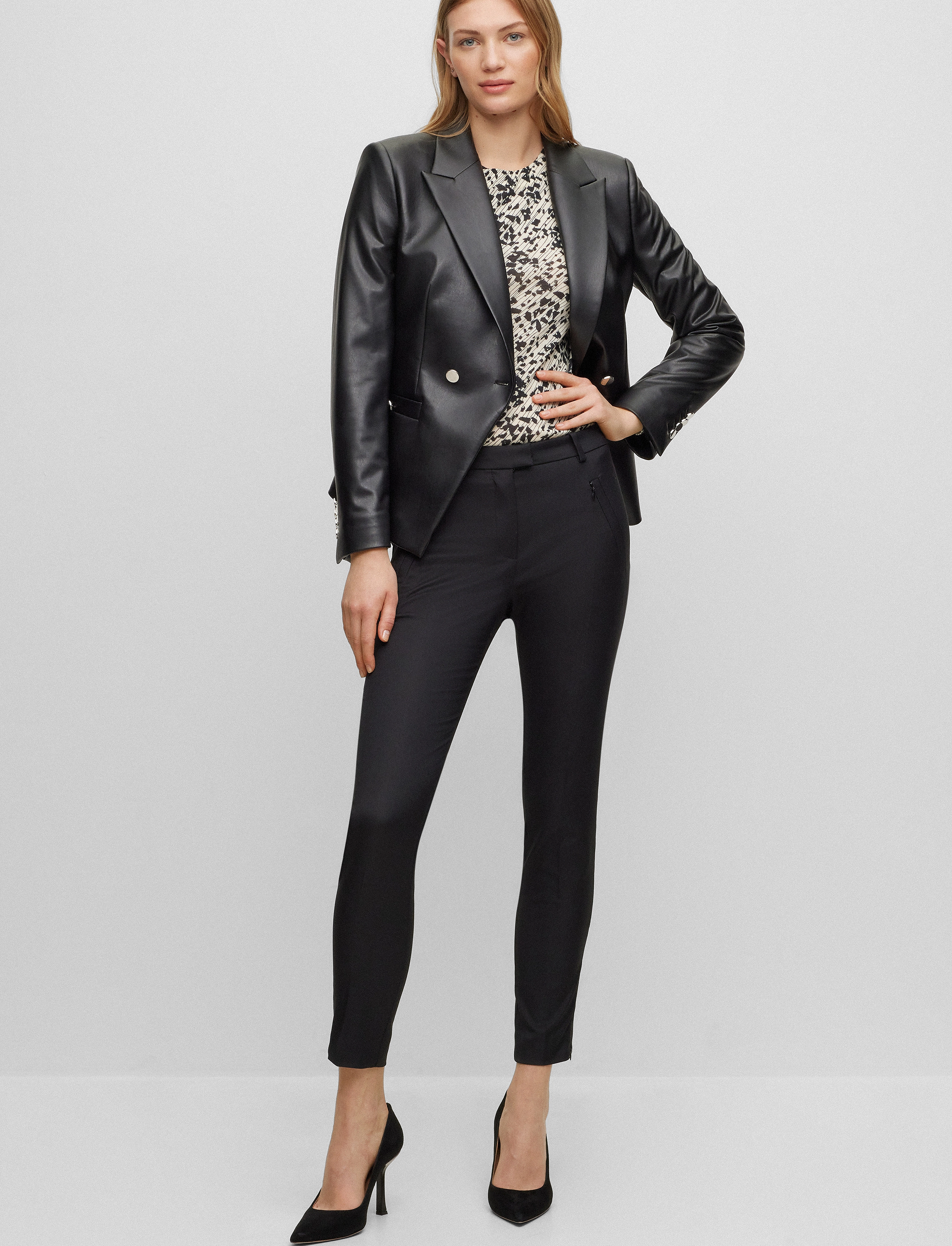 BOSS Anaita5 - Aptemptos kelnės - BLACK / black