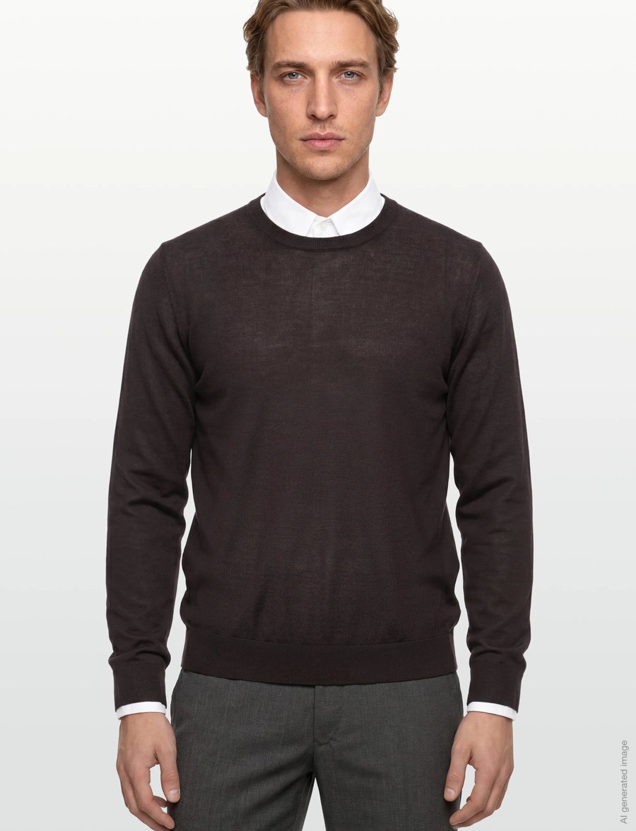 BOSS - Leno-P - rund hals - dark brown - 3
