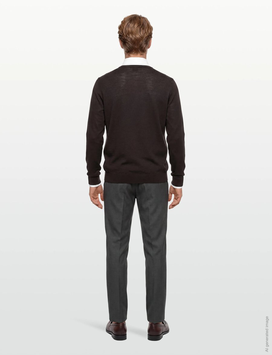 BOSS - Leno-P - rund hals - dark brown - 4