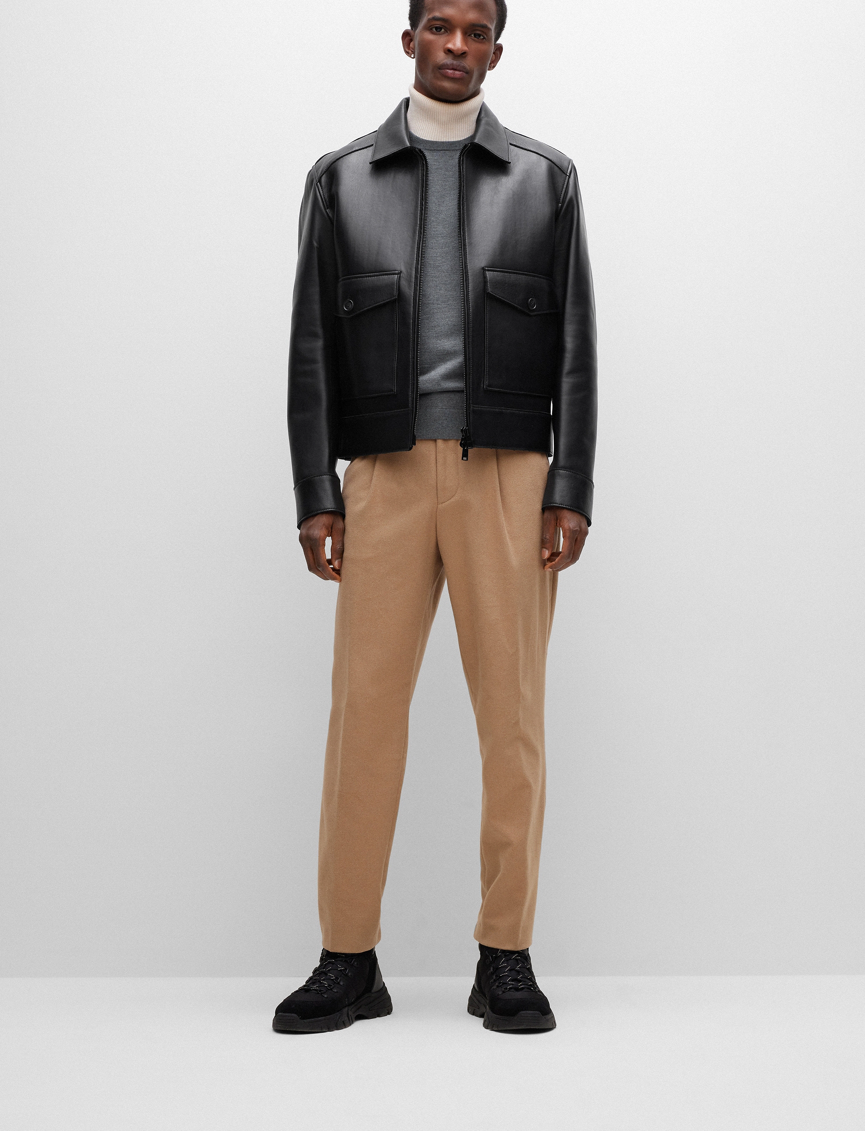 BOSS - Leno-P - kringlótt hálsmál  - medium grey - 5