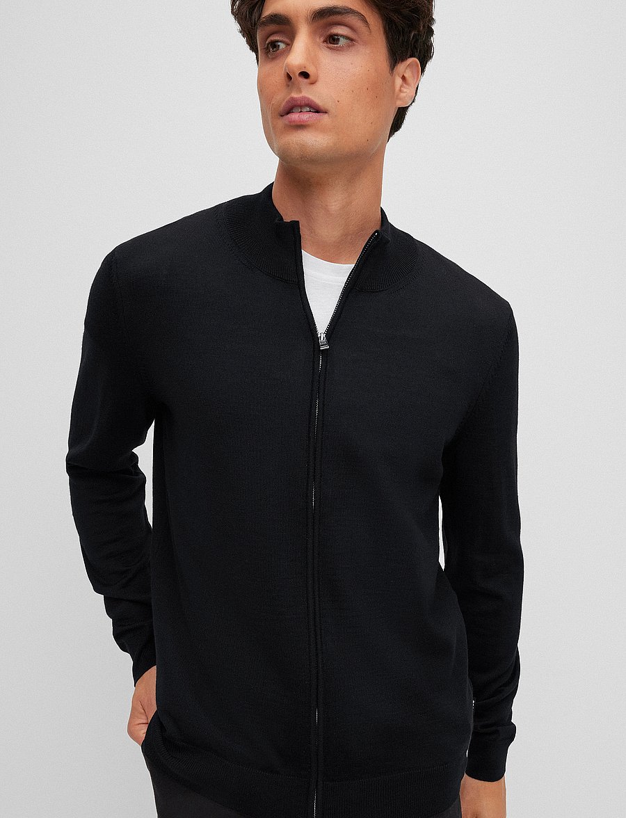 BOSS - Balonso - pullover mit durchgehendem reißverschluss - black - 3