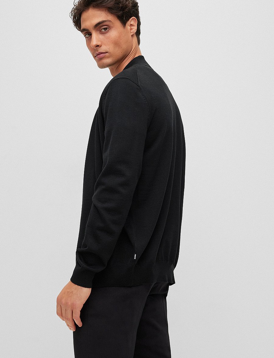 BOSS - Balonso - pullover mit durchgehendem reißverschluss - black - 4