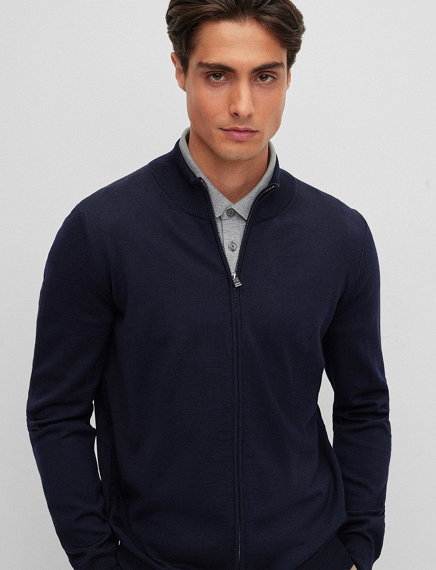 BOSS - Balonso - pullover mit durchgehendem reißverschluss - dark blue - 3