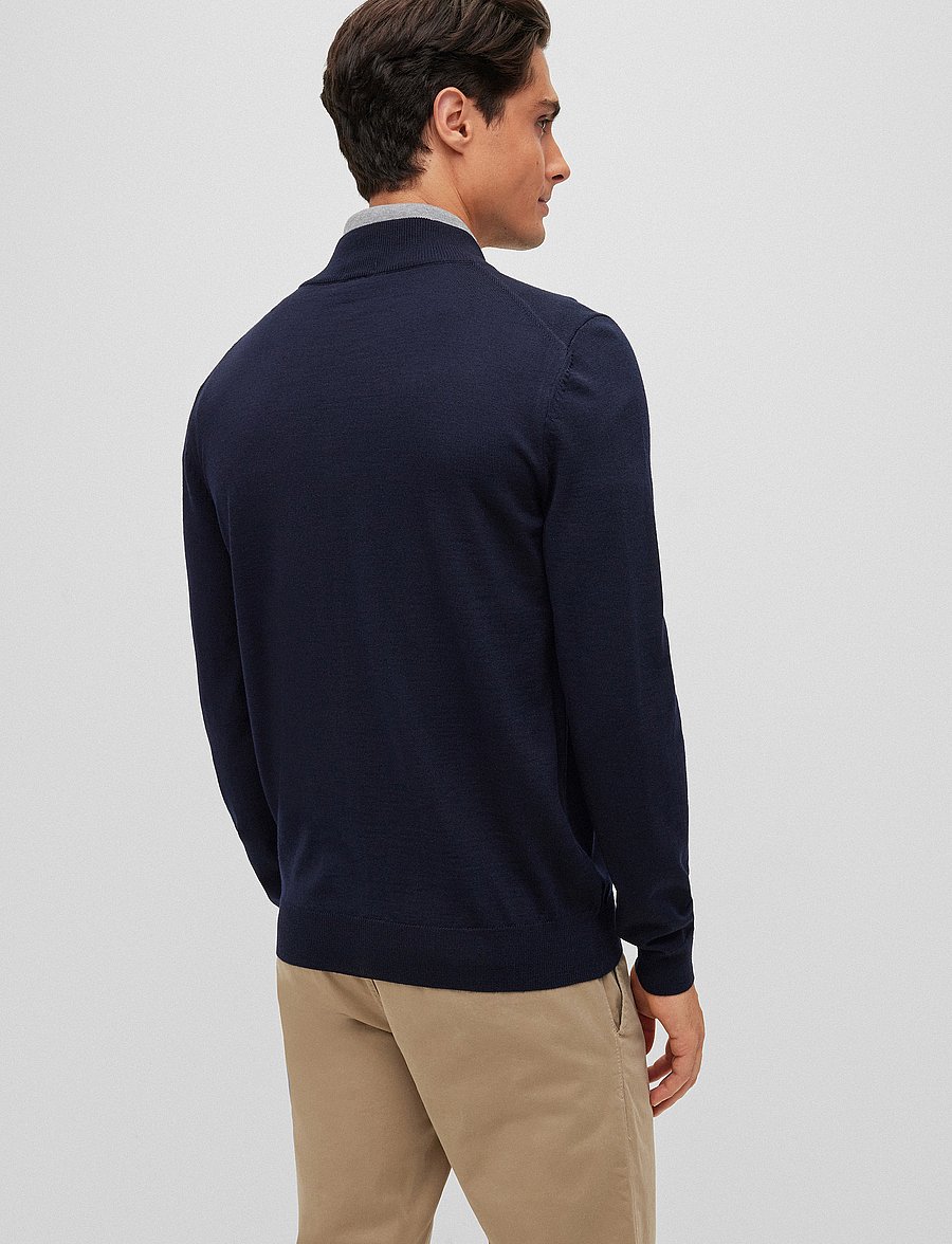 BOSS - Balonso - pullover mit durchgehendem reißverschluss - dark blue - 4