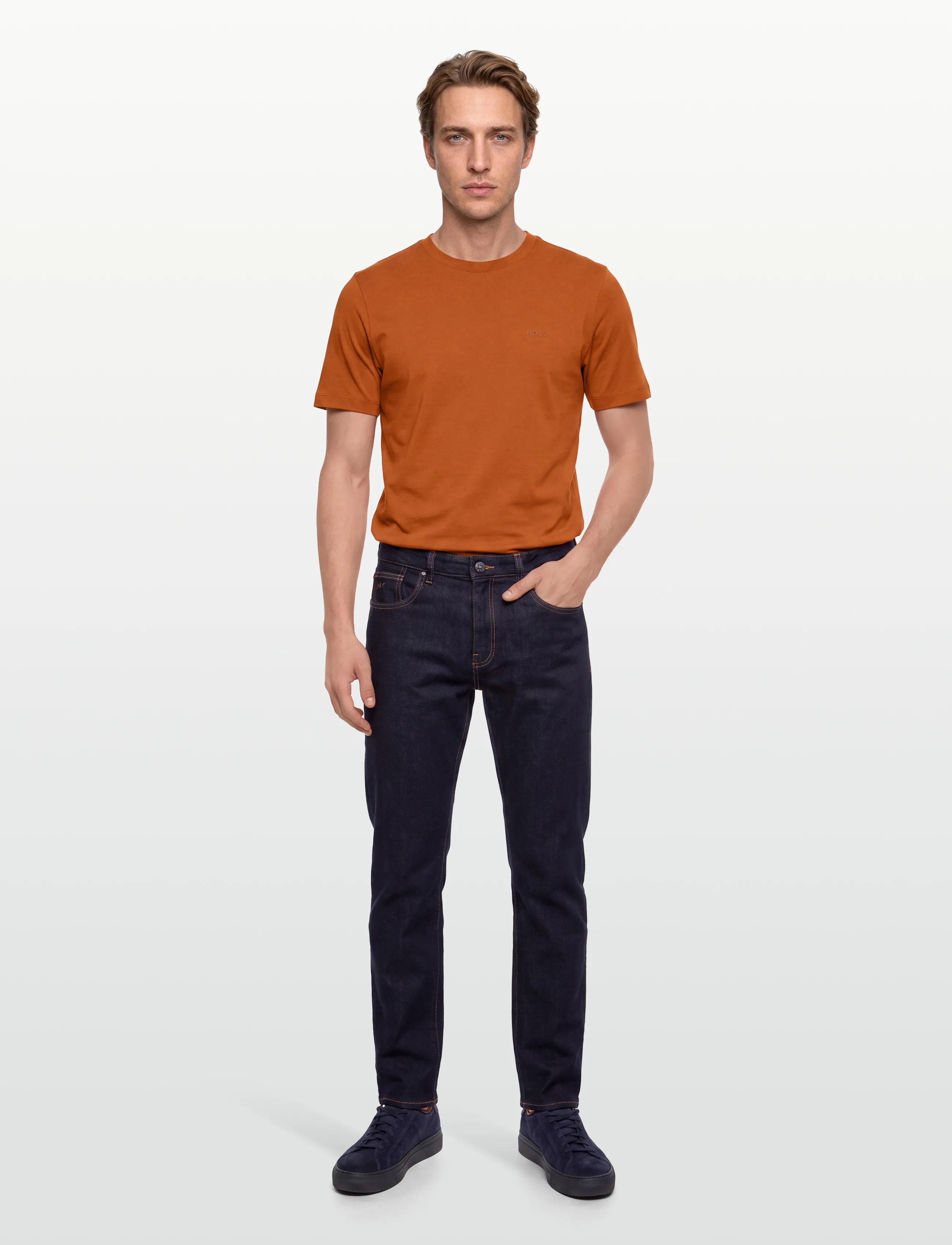 BOSS Thompson 01, Mænd, Basic T-Shirt, Orange, Str: M