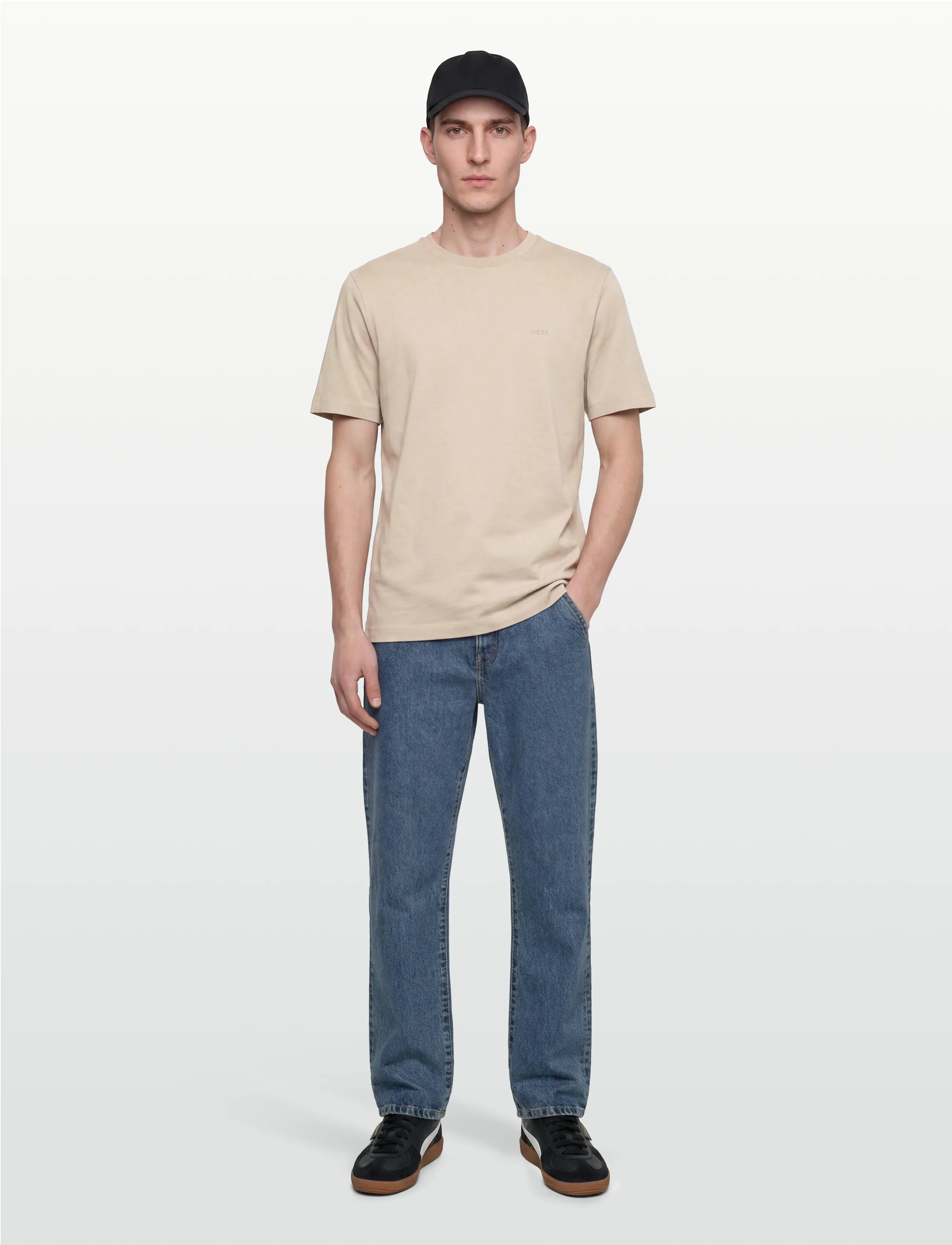 BOSS Thompson 01, Mænd, Basic T-Shirt, Beige, Str: S